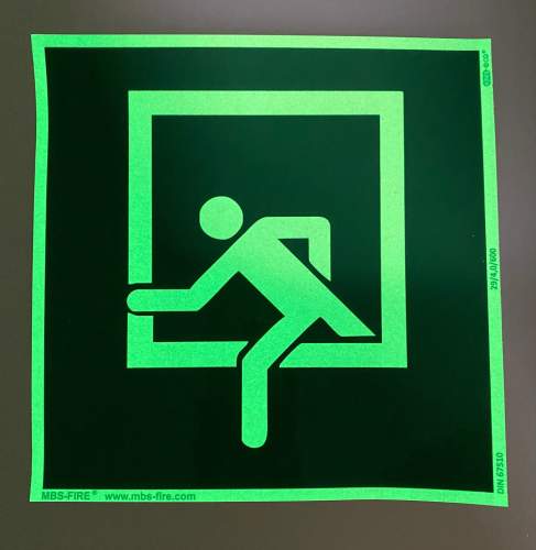 Fluchtfenster Rettungsfenster Notausstieg Aufkleber nachleuchtend 20x20cm